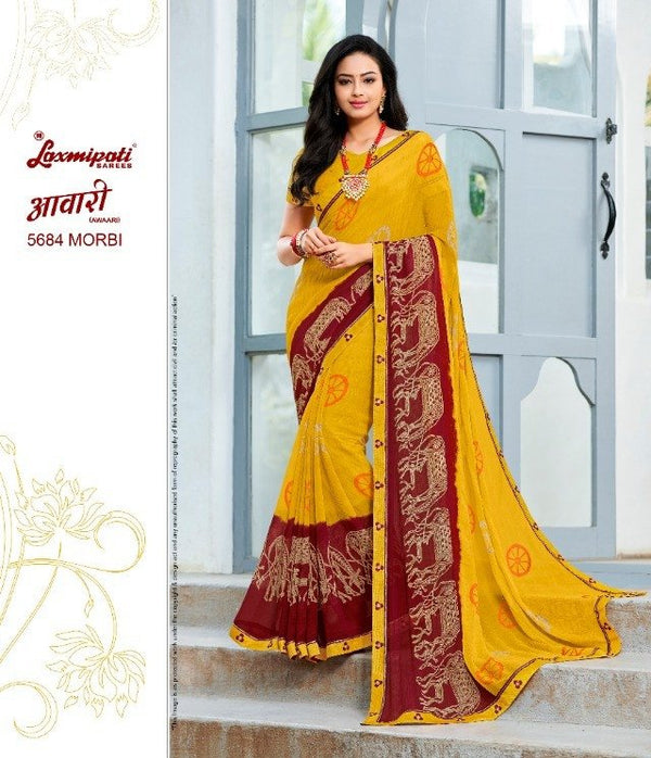 Laxmipati Awaari 5684 Multicolor Chiffon Saree