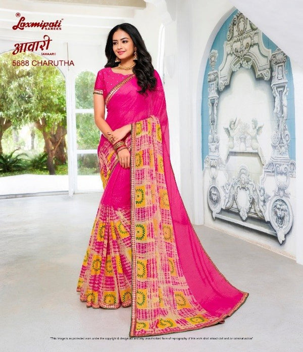 Laxmipati Awaari 5688 Pink Chiffon Saree