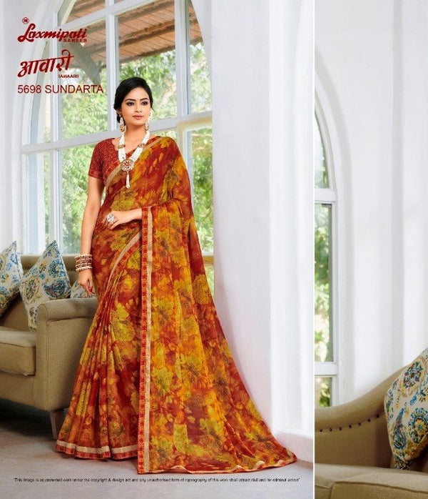 Laxmipati Awaari 5698 Multicolor Chiffon Saree