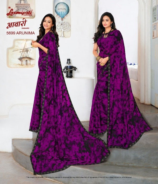 Laxmipati Awaari 5699 Purple Chiffon Saree