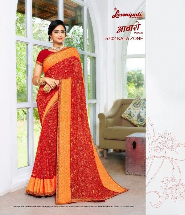 Laxmipati Awaari 5702 Red Georgette Saree