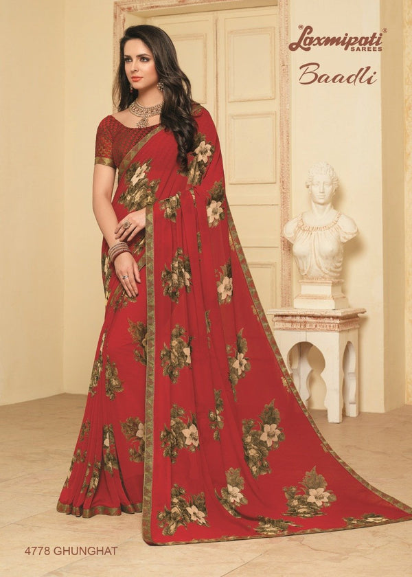 Laxmipati Baadli 4778 Red Georgette Saree