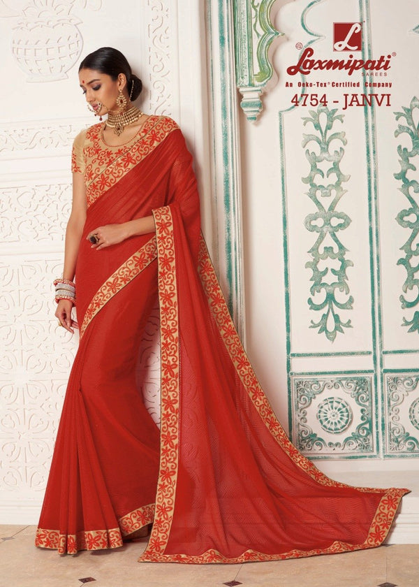 Laxmipati Babli 4754 Red Chiffon Saree