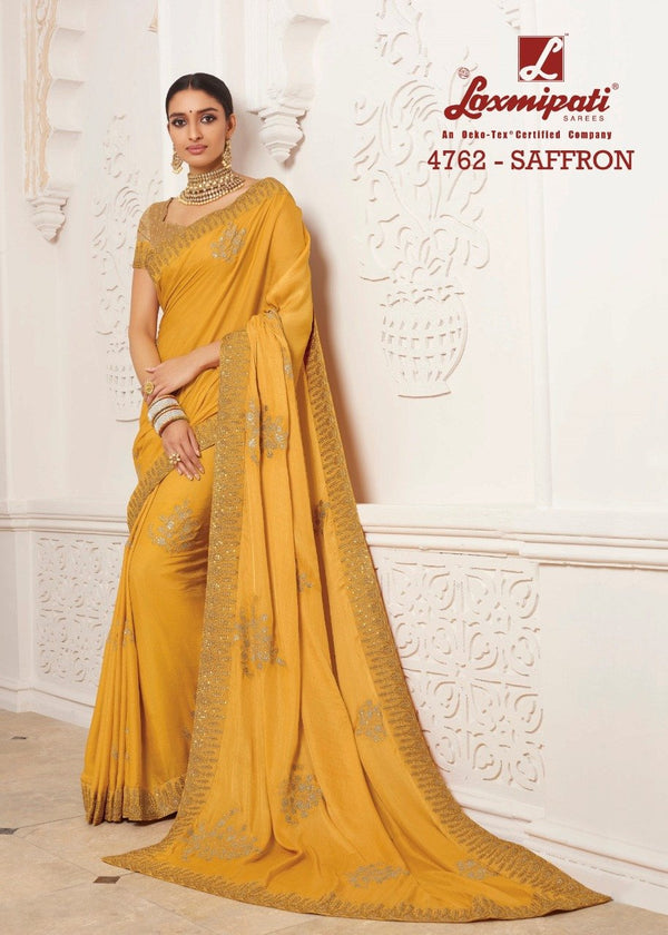 Laxmipati Babli 4762 Yellow Chiffon Saree