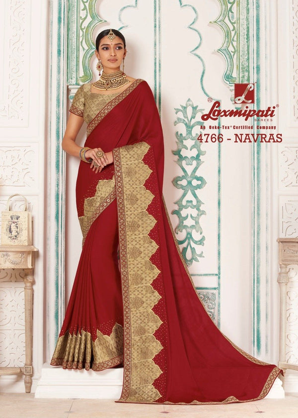 Laxmipati Babli 4766 Red Raw Silk Saree