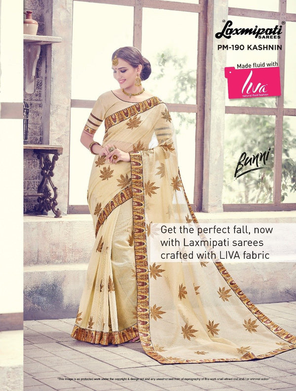 Laxmipati Banni Pm-190 Cream Cotton Silk Saree