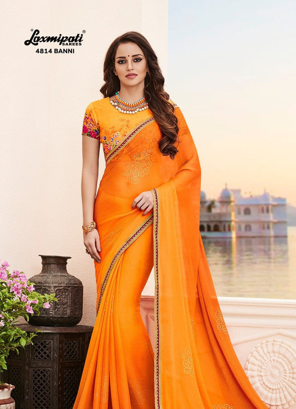 Laxmipati Bindi 4814 Orange Chiffon Saree