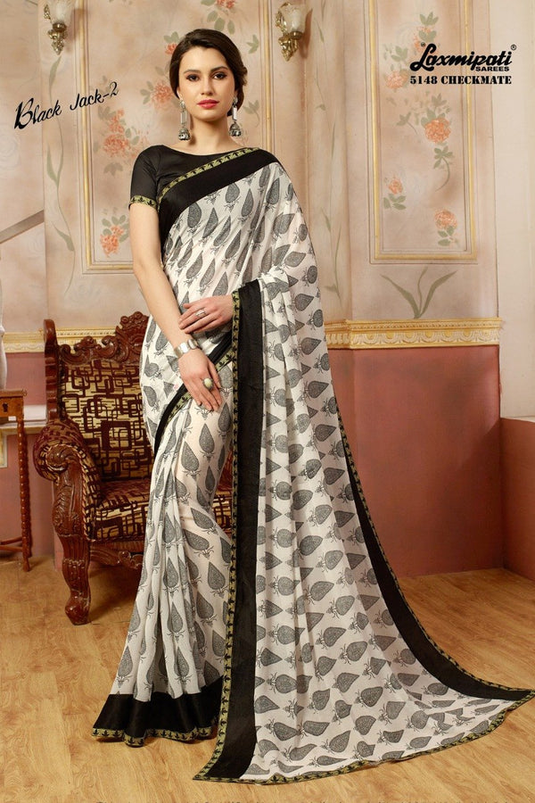 Laxmipati Black Jack-2 5148 Black Georgette Saree