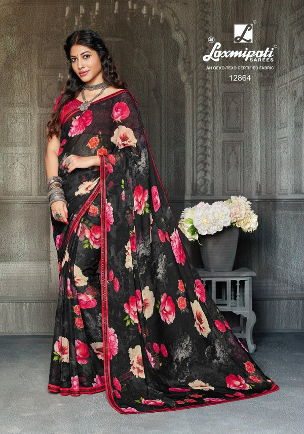 Laxmipati Black Special Pm-12864 Black Georgette Saree