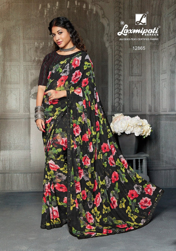 Laxmipati Black Special Pm-12865 Black Georgette Saree