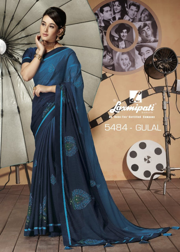 Laxmipati Bollywood Cafe 5484 Blue Chiffon Saree