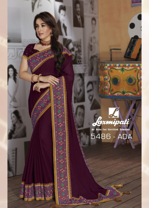 Laxmipati Bollywood Cafe 5486 Purple Chiffon Saree