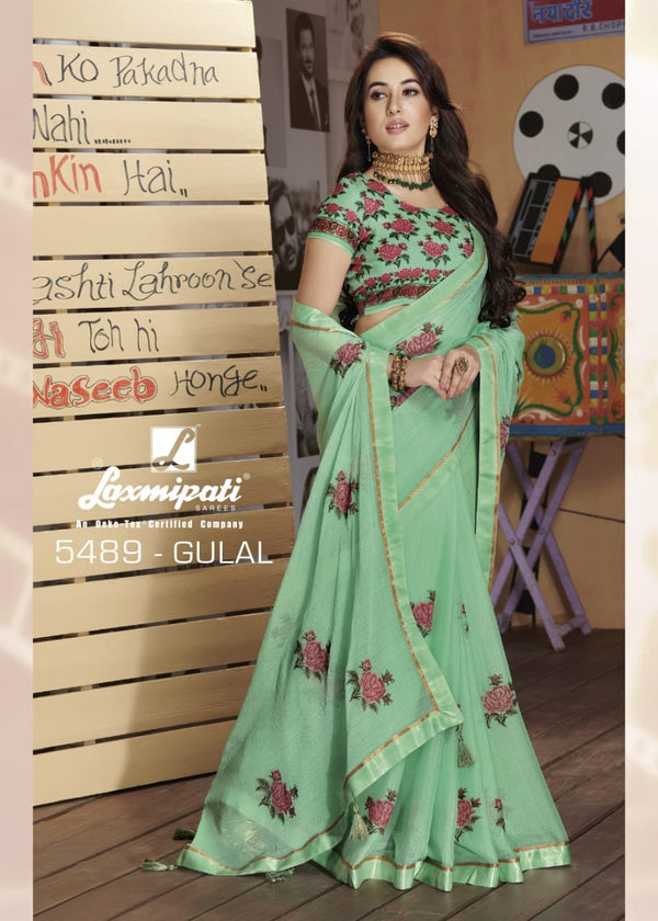 Laxmipati Bollywood Cafe 5489 Green Chiffon Saree