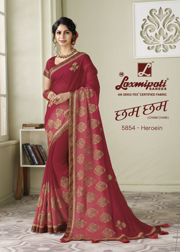 Laxmipati Cham Cham 5854 Multicolor Chiffon Saree