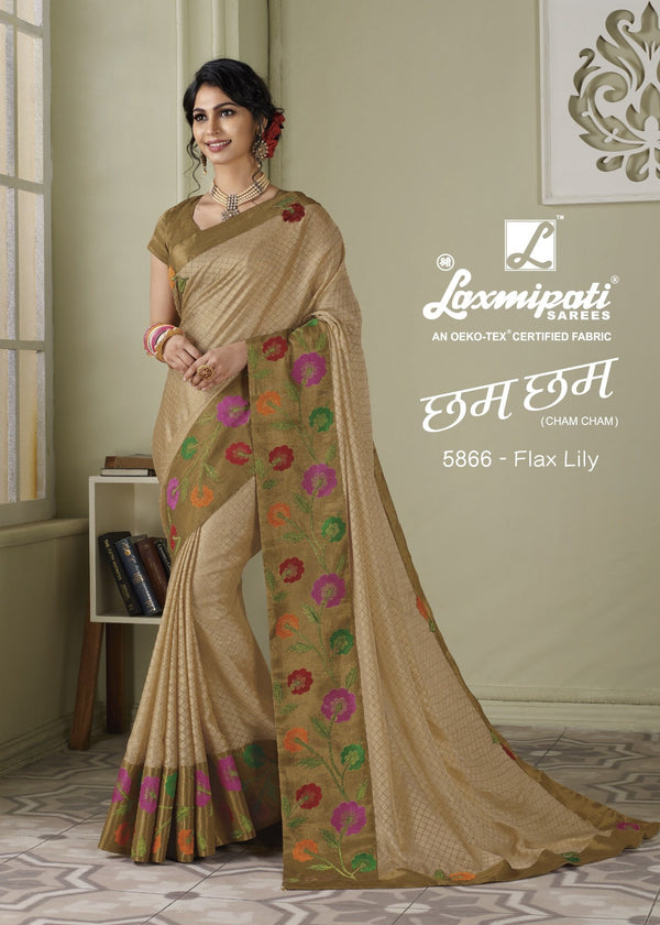 Laxmipati Cham Cham 5866 Cream Brasso Saree