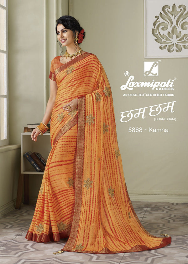 Laxmipati Cham Cham 5868 Multicolor Chiffon Saree