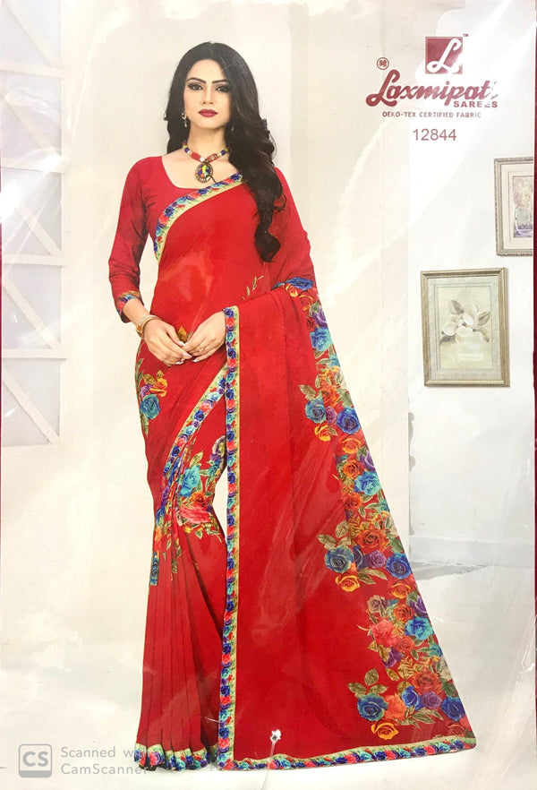 Laxmipati Devi Red Pm-12844 Red Georgette Saree