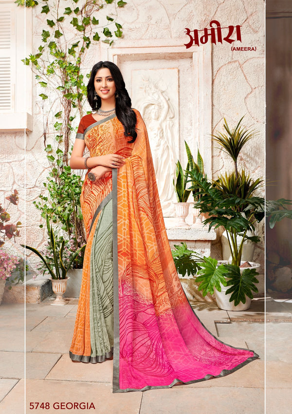 Laxmipati Ameera 5748 Multicolor Georgette Saree