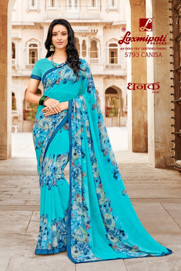 Laxmipati Dhanak 5793 Blue Georgette Saree