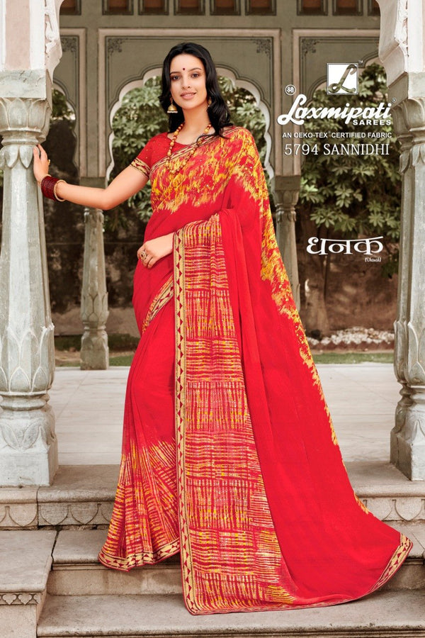 Laxmipati Dhanak 5794 Multicolor Chiffon Saree