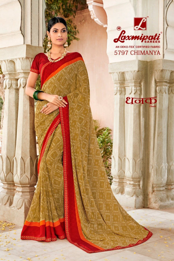 Laxmipati Dhanak 5797 Cream Georgette Saree