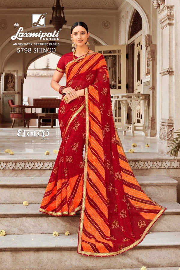 Laxmipati Dhanak 5798 Multicolor Chiffon Saree