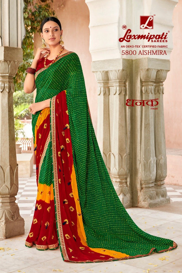 Laxmipati Dhanak 5800 Multicolor Chiffon Saree