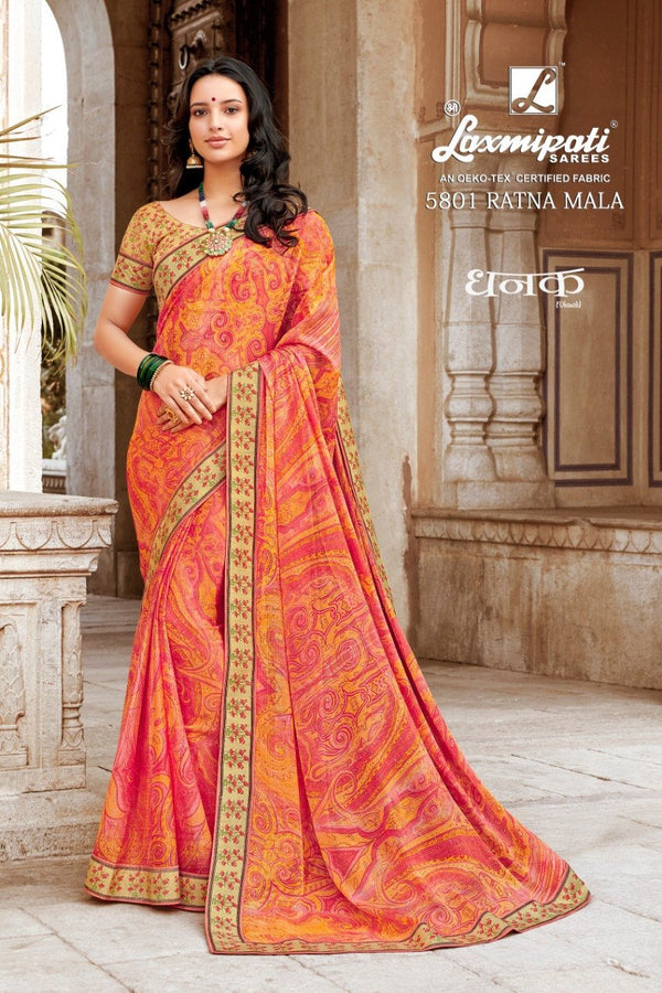 Laxmipati Dhanak 5801 Multicolor Chiffon Saree