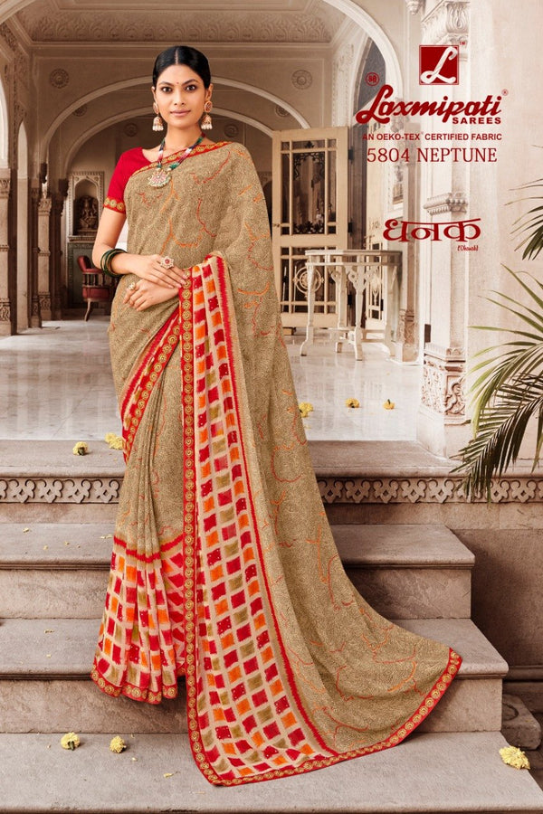 Laxmipati Dhanak 5804 Multicolor Chiffon Saree