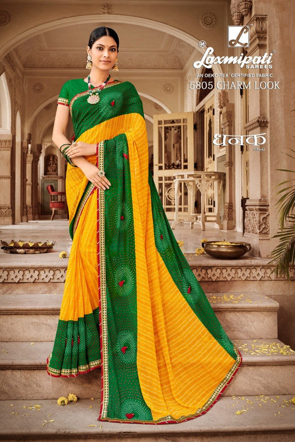 Laxmipati Dhanak 5805 Multicolor Chiffon Saree