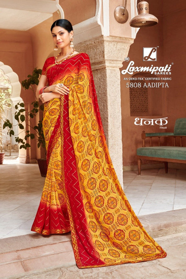 Laxmipati Dhanak 5808 Multicolor Chiffon Saree