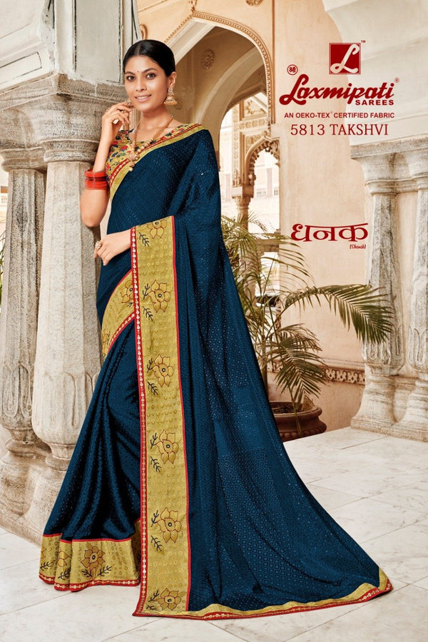 Laxmipati Dhanak 5813 Blue Chiffon Saree