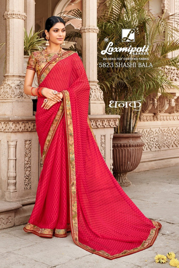 Laxmipati Dhanak 5823 Pink Chiffon Saree