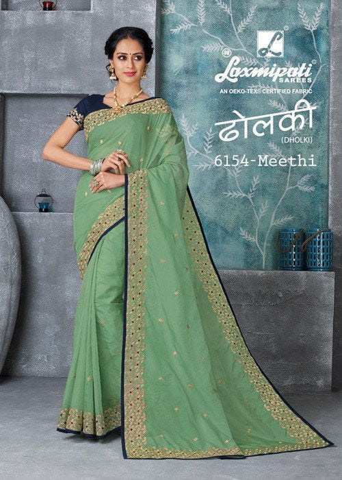 Laxmipati Dholki 6154 Green Organza Saree