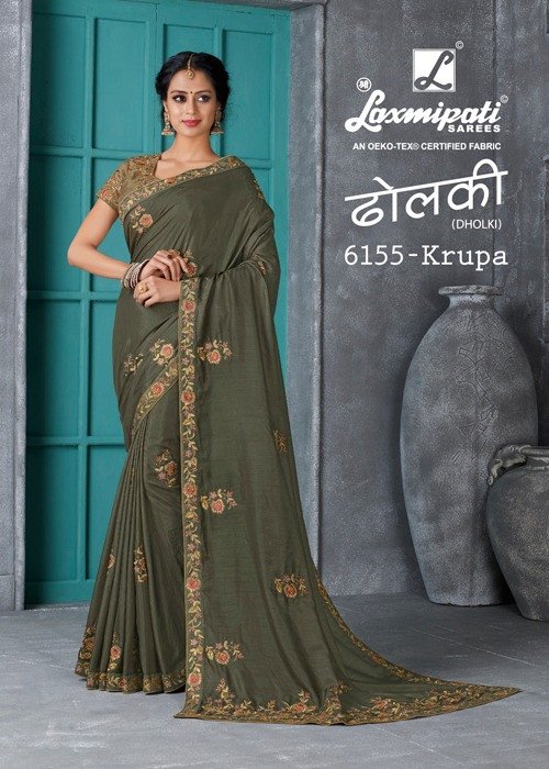 Laxmipati Dholki 6155 Green Silk Saree