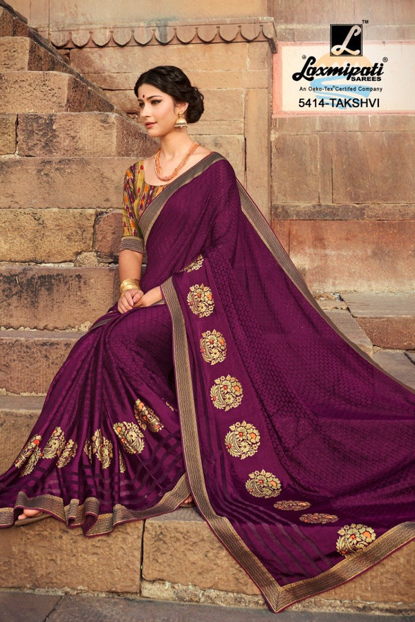 Laxmipati Dilbaro 5414 Purple Brasso Saree