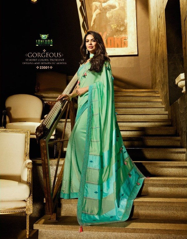 Sanskar Old Hit Stp-23001 Green Unique Fancy Fabric Saree