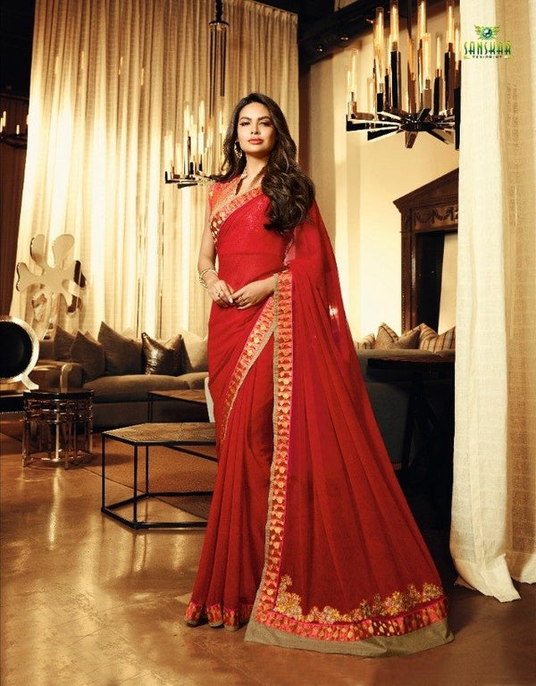 Sanskar Old Hit Stp-23009 Red Unique Fancy Fabric Saree