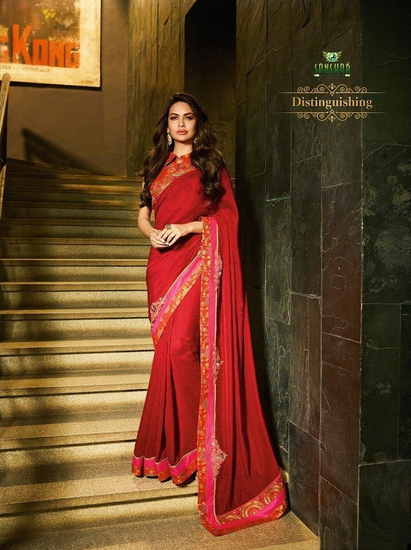 Sanskar Old Hit Stp-23019 Red Unique Fancy Fabric Saree