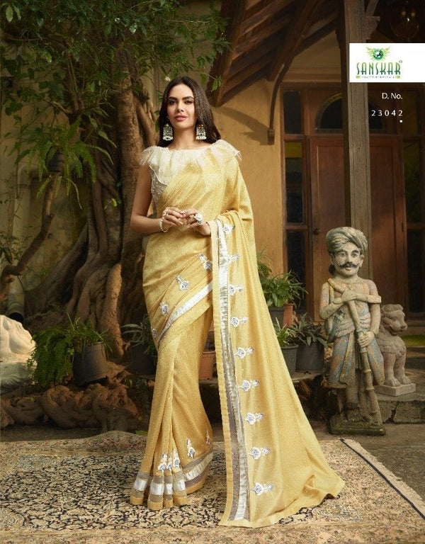 Sanskar Old Hit Stp-23042 Yellow Unique Fancy Fabric Saree