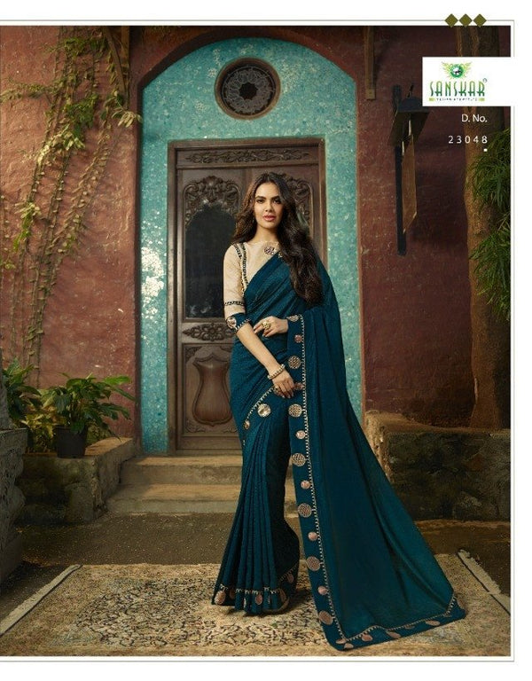 Sanskar Old Hit Stp-23048 Blue Unique Fancy Fabric Saree
