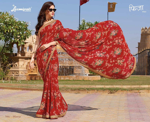 Laxmipati Fiza 5661 Red Chiffon Saree