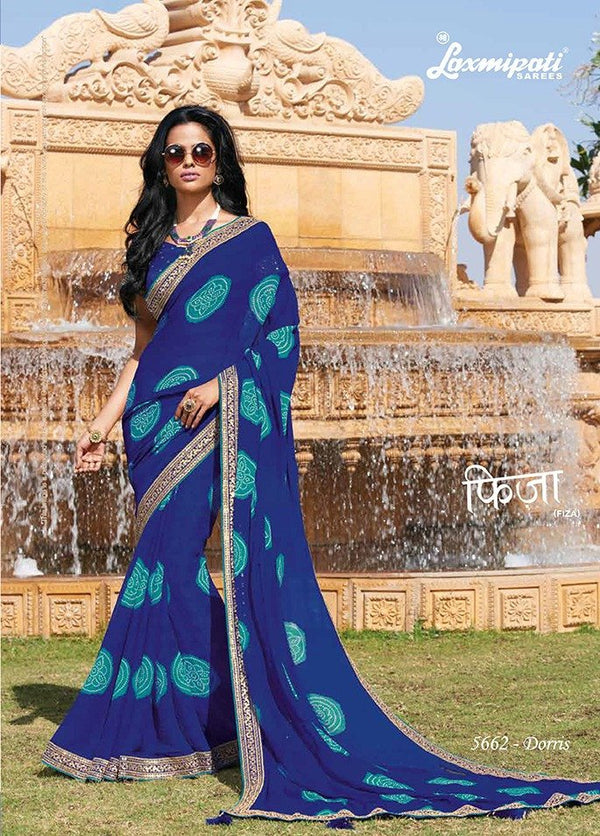 Laxmipati Fiza 5662 Blue Chiffon Saree