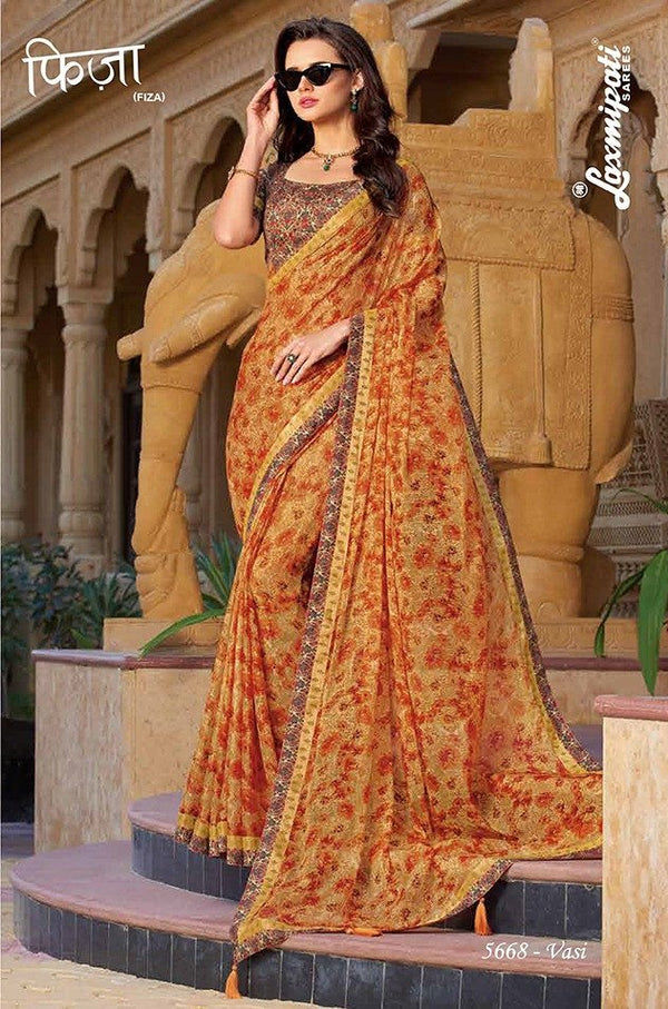 Laxmipati Fiza 5668 Multicolor Chiffon Saree