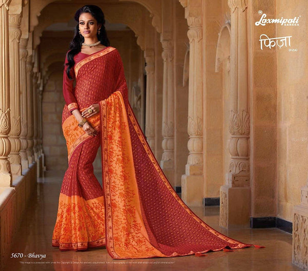 Laxmipati Fiza 5670 Multicolor Chiffon Saree