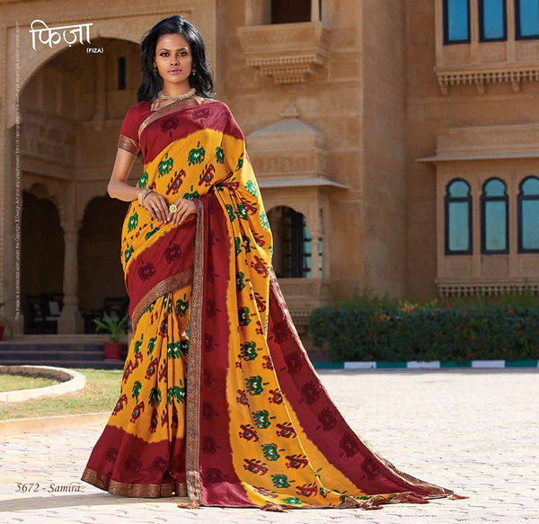 Laxmipati Fiza 5672 Multicolor Chiffon Saree