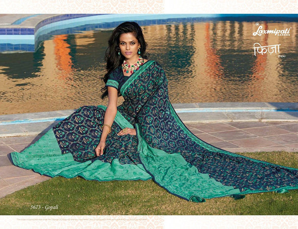 Laxmipati Fiza 5673 Blue Chiffon Saree