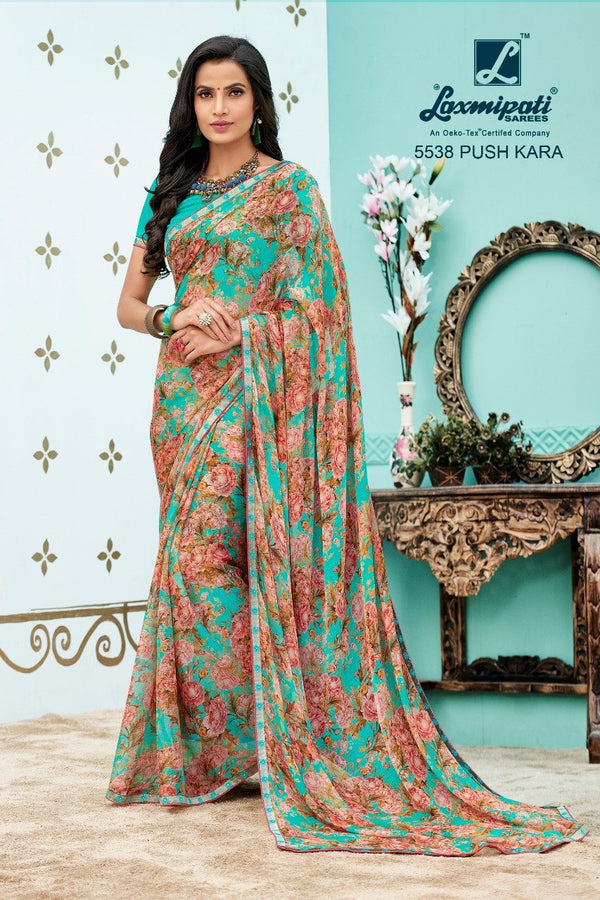 Laxmipati Foolmani 5538 Multicolor Chiffon Saree