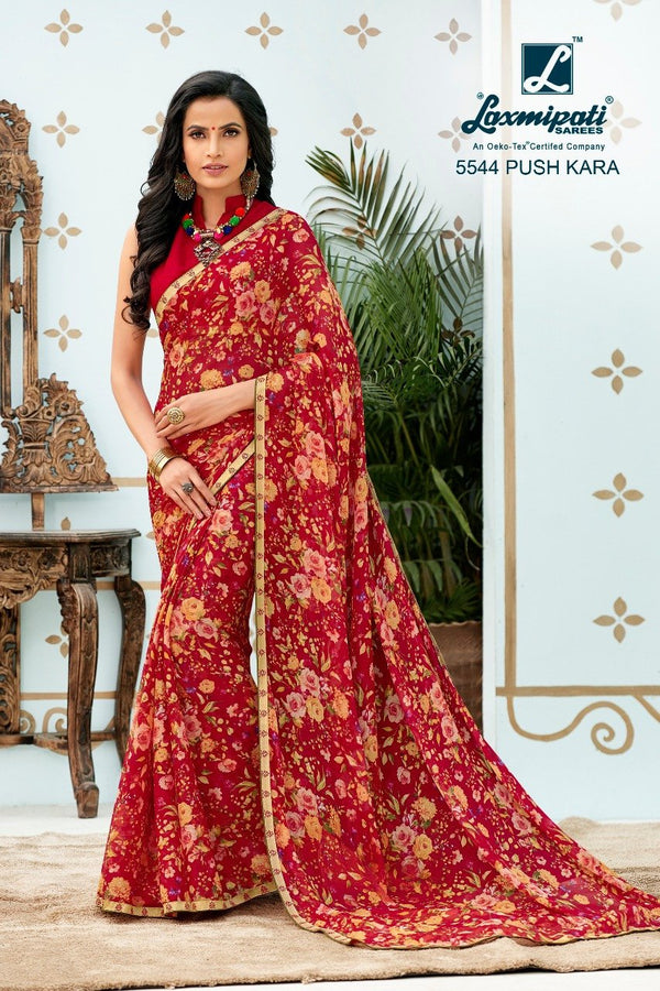 Laxmipati Foolmani 5544 Multicolor Chiffon Saree