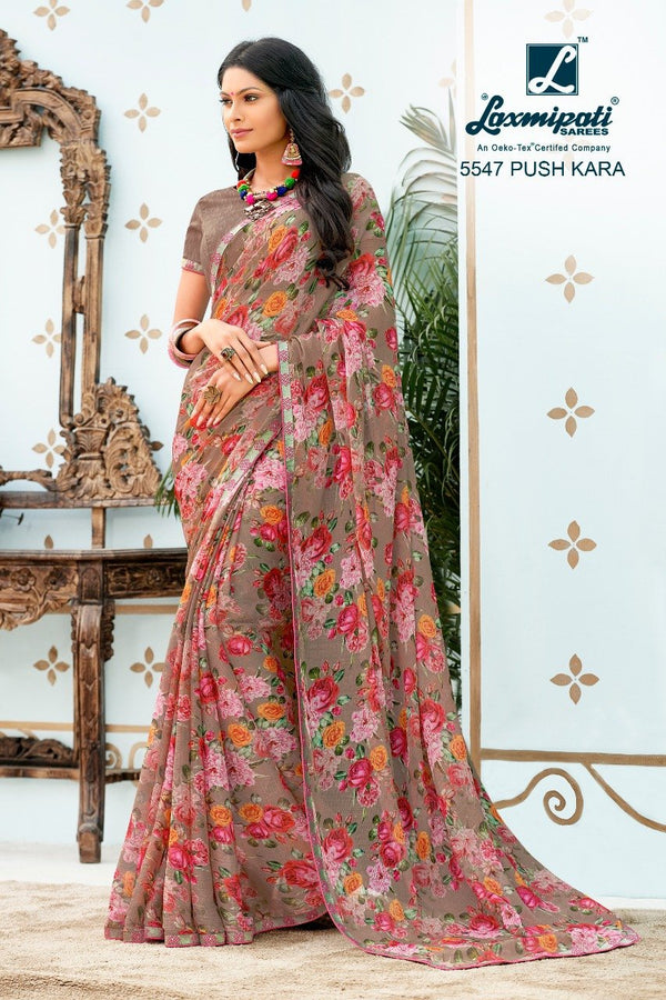 Laxmipati Foolmani 5547 Multicolor Chiffon Saree